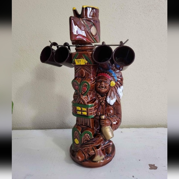 Norcrest Art Vintage Native American Ceramic Totem Pole Whiskey